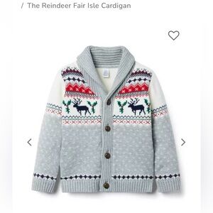 Reindeer Fair Isle Cardigan - Gray, Red, Green